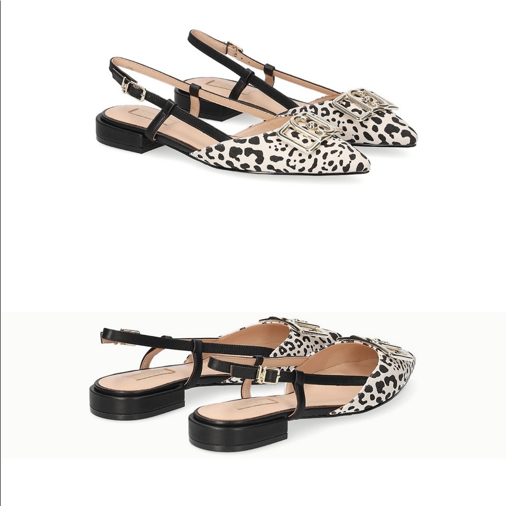 NEW LIU JO Animal Print Flat Slingback Shoes